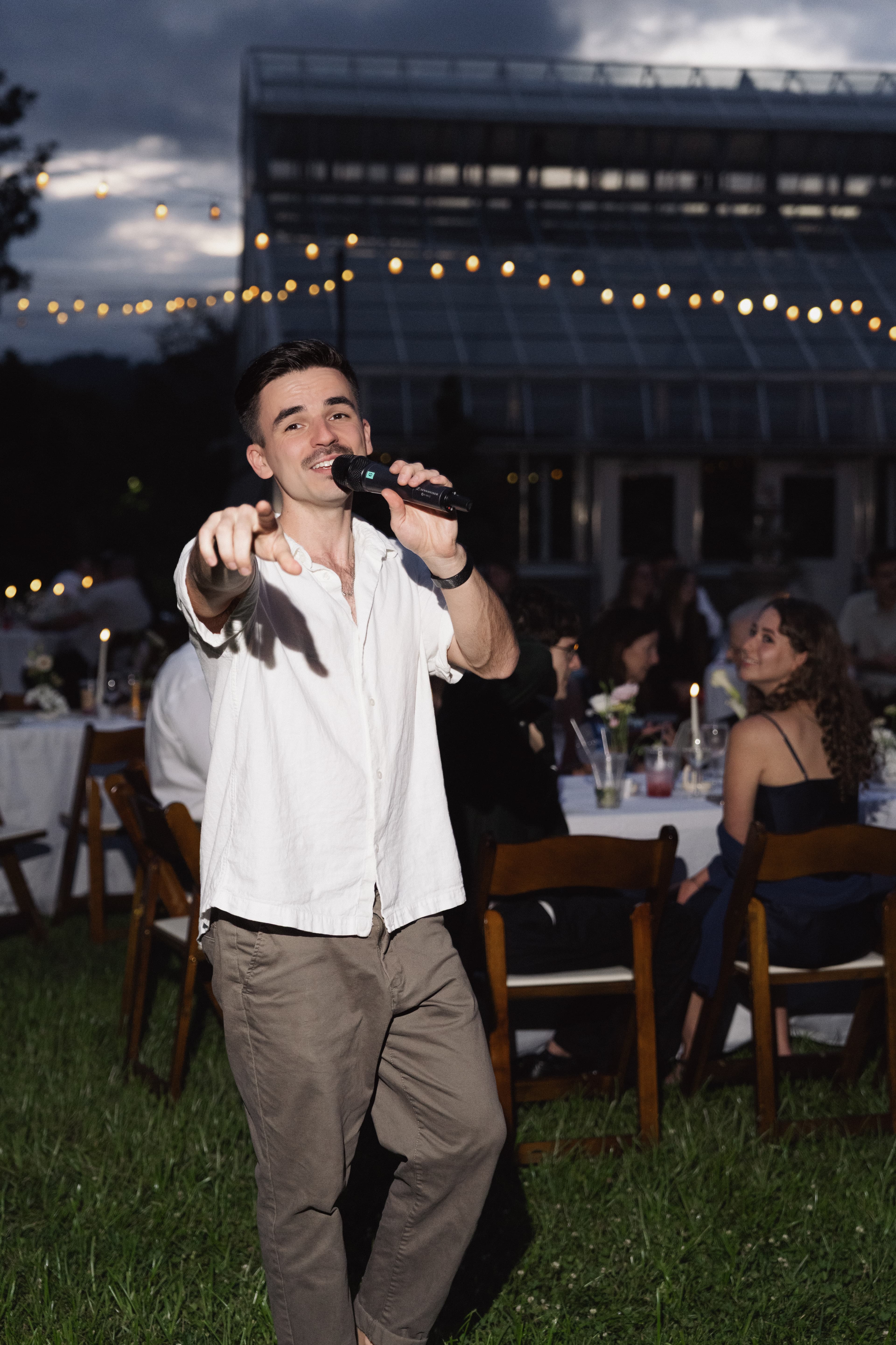 Dan performing at a wedding